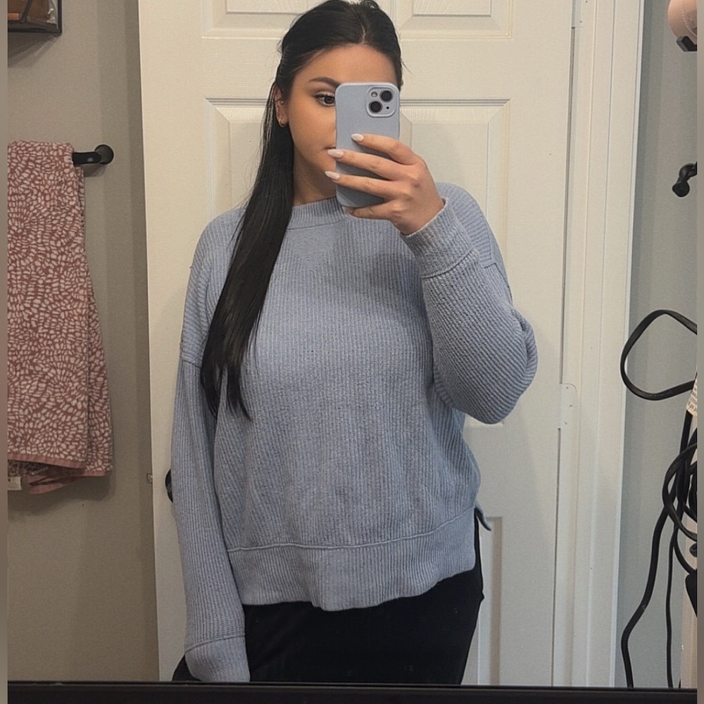 Aerie Light Blue Oversized Crewneck Sweater - Size XS